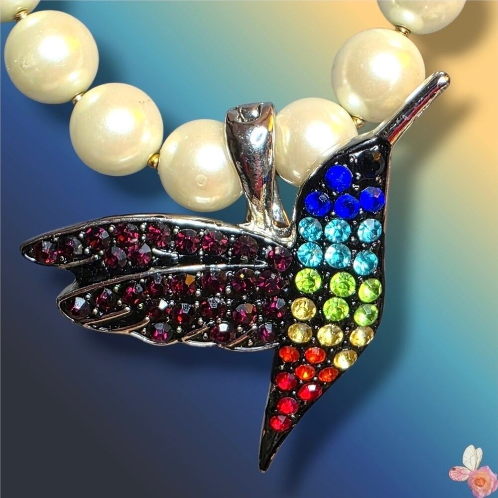 Vintage RMN Colorful Hummingbird Pendant Silver Magnetic Interchangeable 429 - Picture 10 of 10